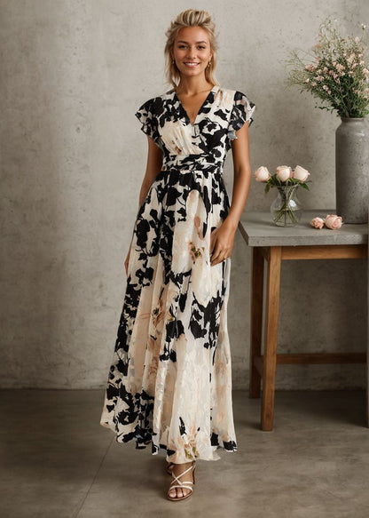 Trendy Apricot Sleeveless Maxi Dress